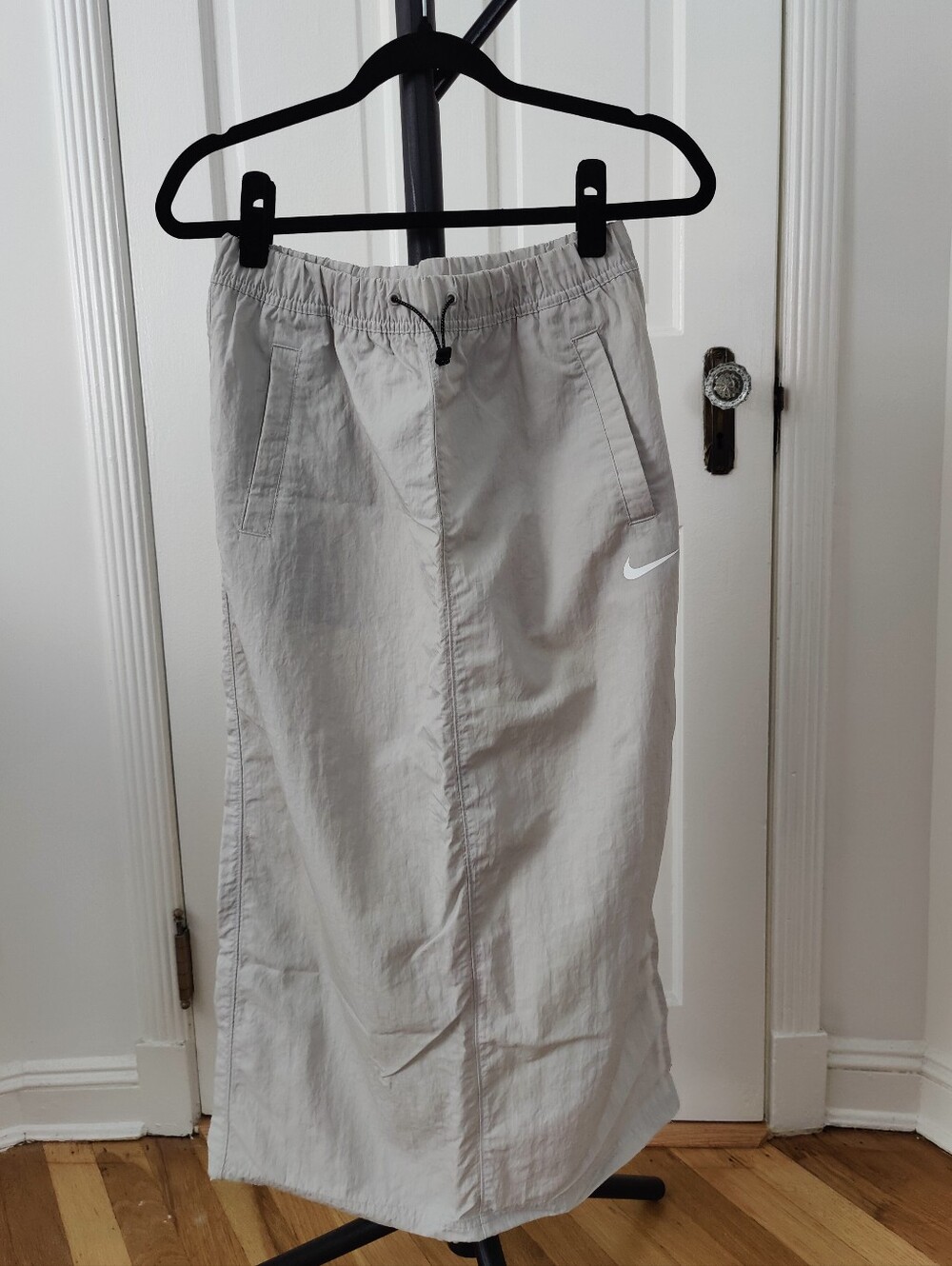 Nike | Sm | Light Gray Long Skirt with Swoosh Logo, Side Slit